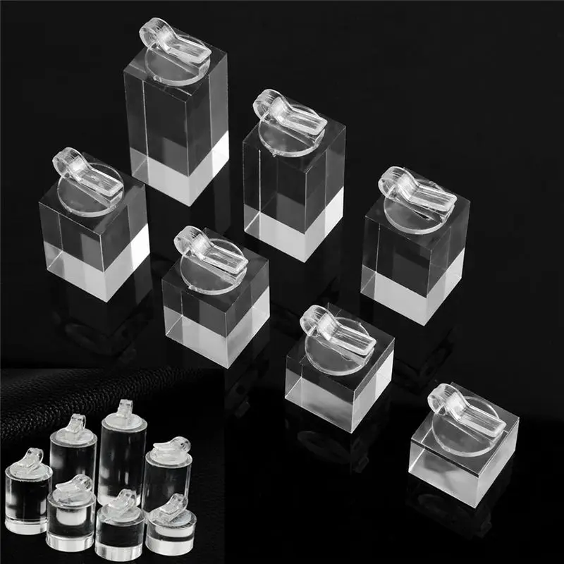 AEE4-7Pcs Different Height Finger Ring Jewelry Display Stand Holder Photography Props Showcase Organizer Rack