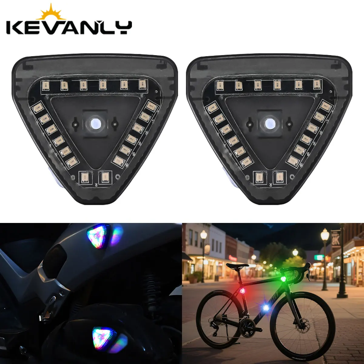 1/2in1 Motorcycle LED Tail Light Warning Fash Strobe Light Solar Charging Signal Lamp USB 6 Modes Colorful For Car UTV ATV JEEP