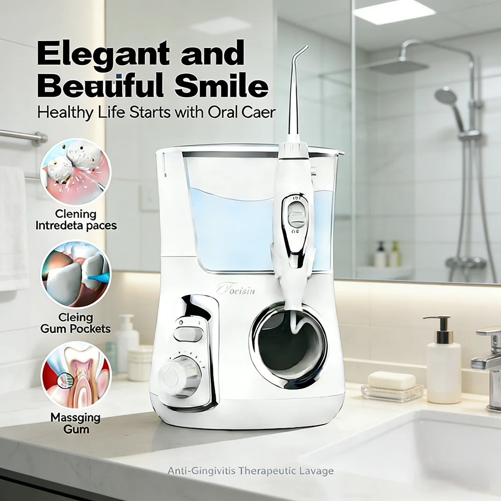 

800ML Electric Dental Water Flosser Spa, 10 Custom Cleaning Levels 5 Interchangeable Nozzles, Deep Clean for Odor Removal