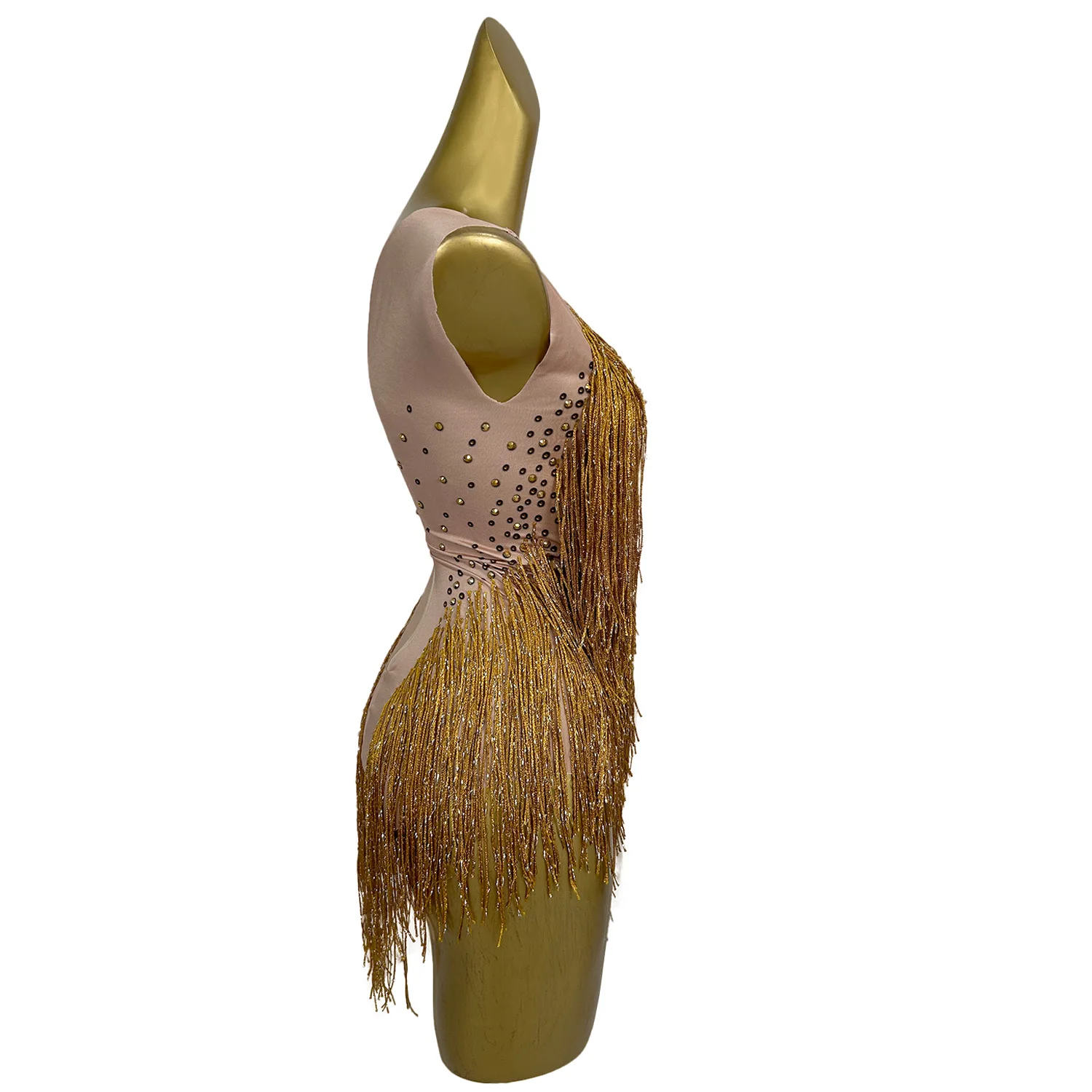 Classic Rhinestone Tassel Tight Fitting Bodysuit Singer Dance Stage Catsuit Woman Party Outfit Pole Dance Sexy Costumes Liusu