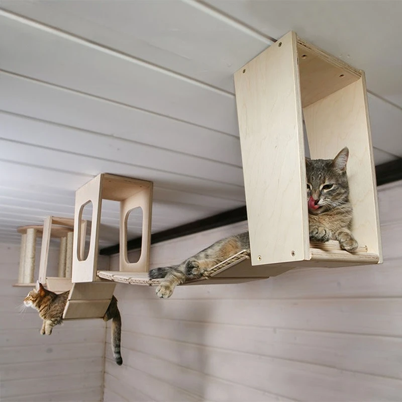 

Cat furniture does not occupy an area Wooden cat climbing frame Wall type cat climbing frame