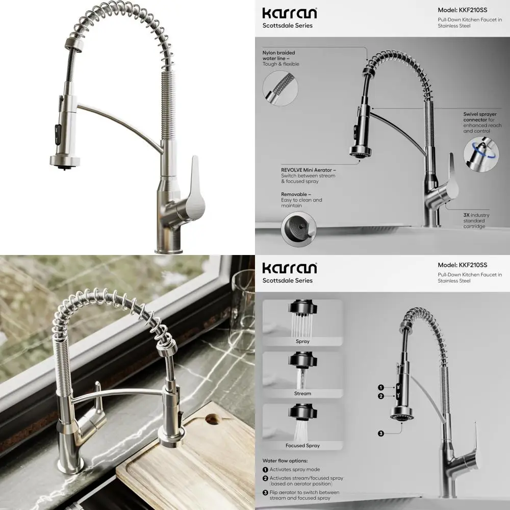 

Stainless Steel Single-Handle Pull-Down Spray Kitchen Faucet with Modern Design for Enhanced Functionality