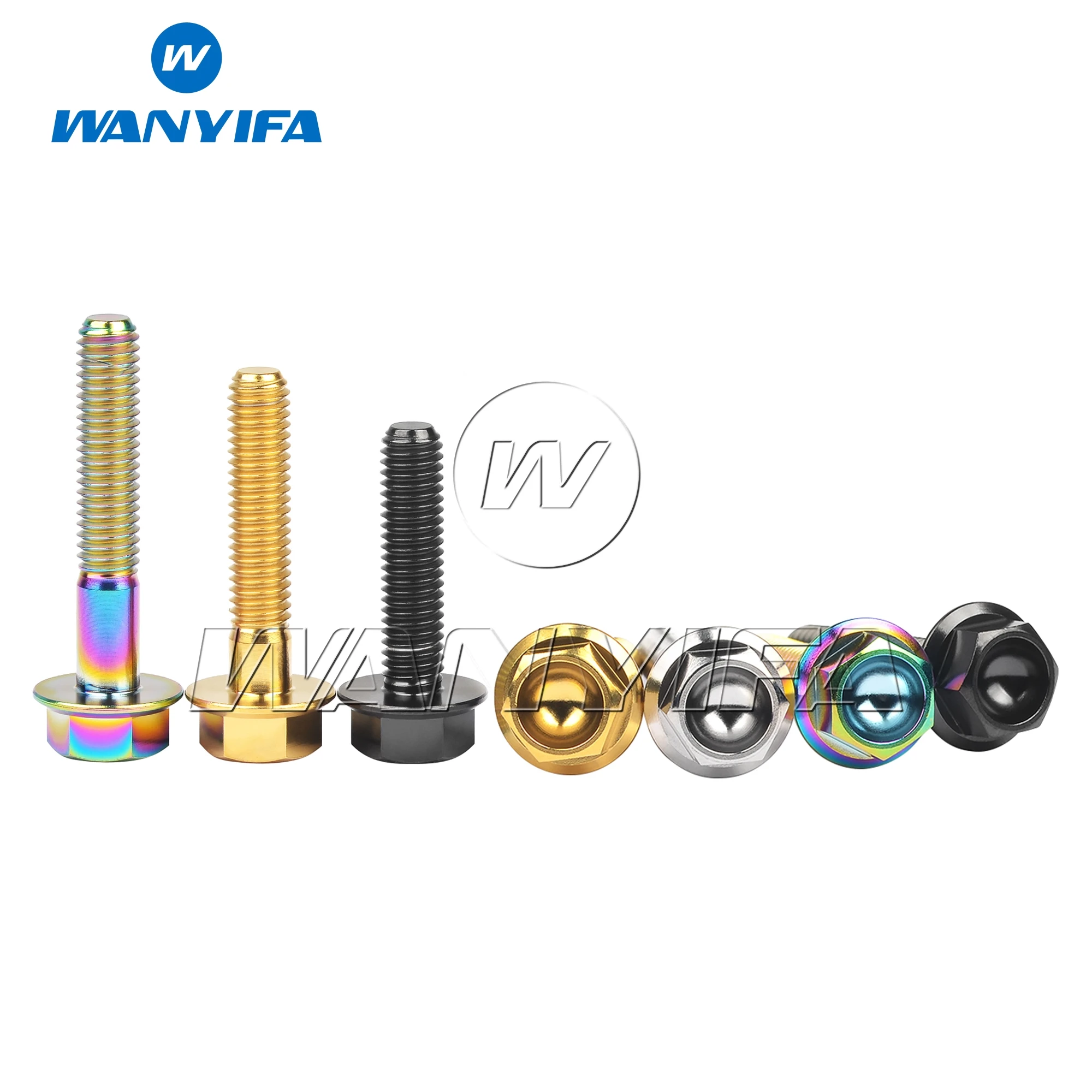 Wanyifa Titanium Bolt M6x10~35mm Flange Hex Head M6 Titanium Screw for Motorcycle Retrofit 4/10pcs