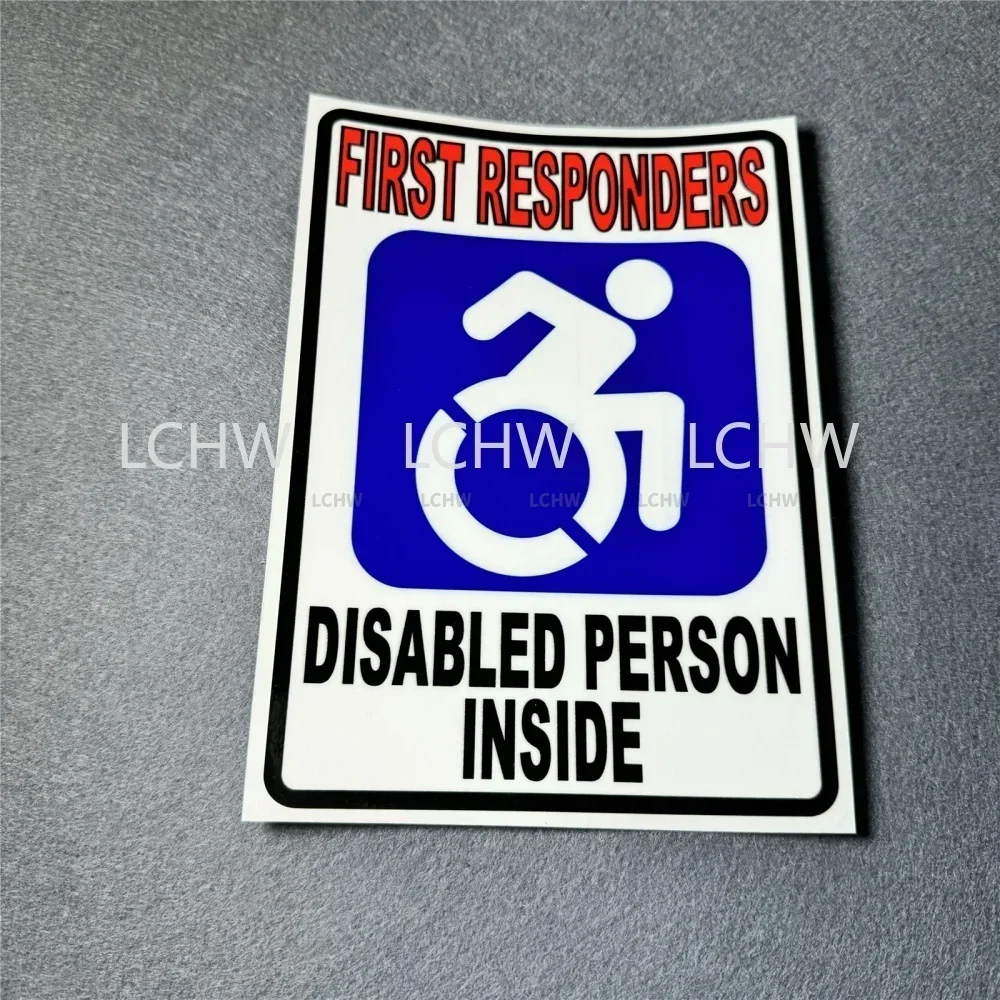 3MGlossy Warning First Responders DISABLED Person Inside Sticker Car Styling Vinyl Tape Auto Window Tail Caution Decal