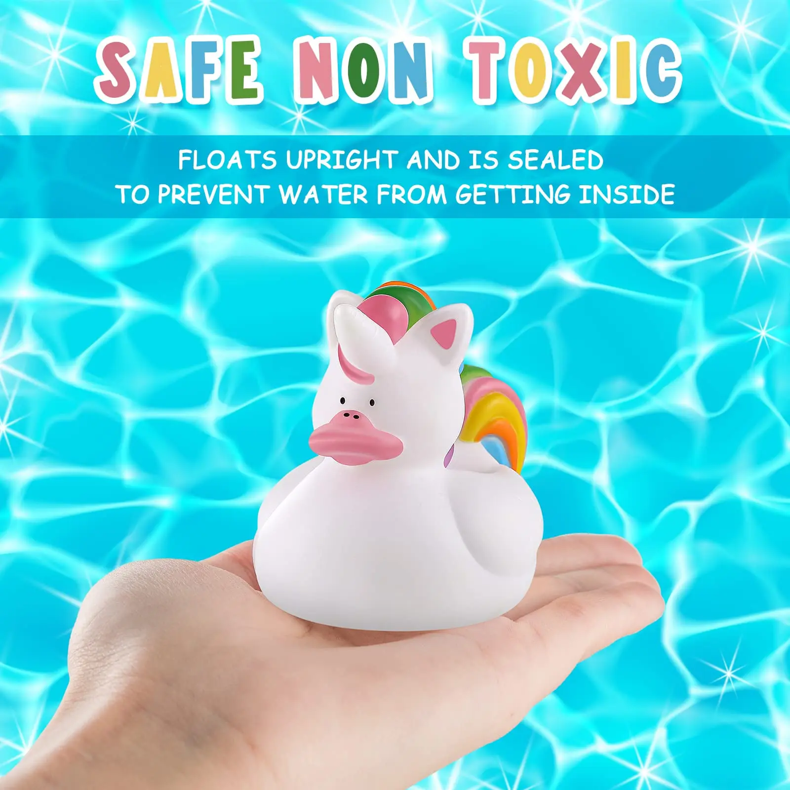 24/48 Pcs Unicorn Rubber Ducks Mini Rubber Ducks Bulk Small Rainbow Duckies Toys for Girls Boys Birthday Pool Party Favors