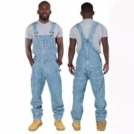 

Men's Csole Denim Jumpsuit Torn Jeans Pants mid Waist Straight Leg Jeans Cotton Fabric Youthful Commuter Sle Spring Season