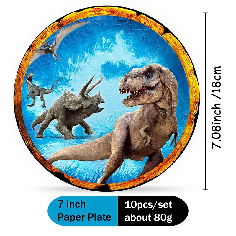 ジュラシック恐竜パーティー動物の装飾、食器、テーブルクロス、バルーン、プレート、カップ、プレート、誕生日パーティー、クリニング、洗礼の装飾