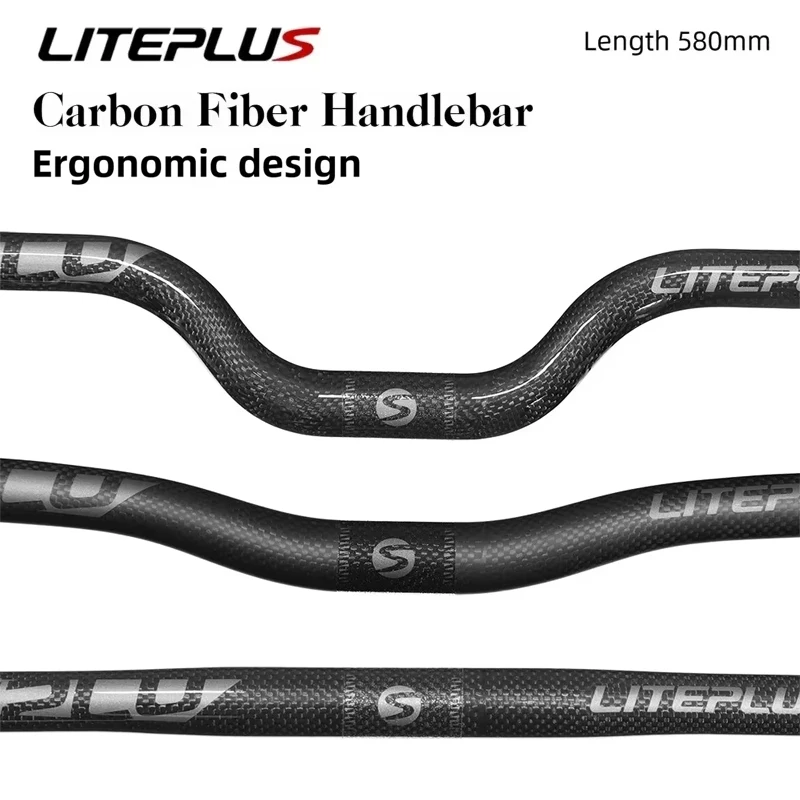 

Liteplus Carbon Fiber Bicycle Handlebar | 580mm Straight/Swallow Design 20/50mm Lift Height For Brompton / DAHON Folding Bike