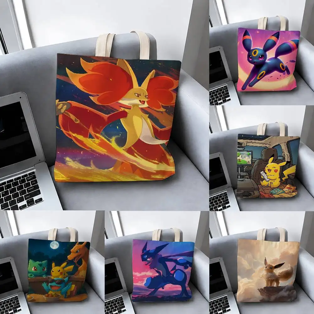 bolsas-de-armazenamento-pokemon-cute-eeveelutions-bolsa-de-viagem-bolsa-de-praia-de-verao-bolsa-de-ombro-bolsa-de-compras-reutilizavel-arte-de-anime