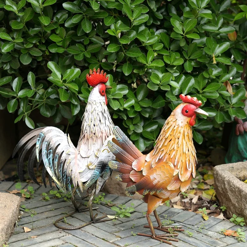 

Creative simulation wrought iron rooster landing garden courtyard home animal placement landscaping decorative ornaments handicr