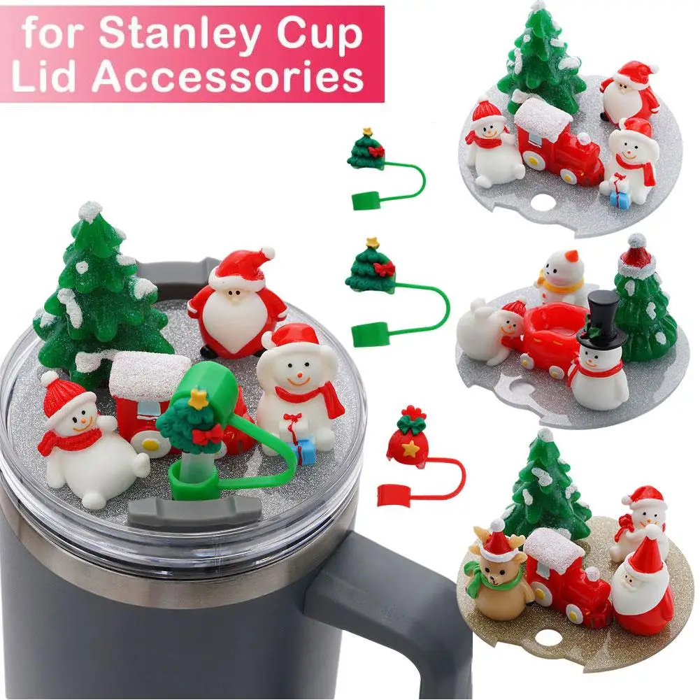 

Christmas Straw Cover Cap Dust-Proof Reusable Straw Tips Lids for Stanley Cup Straw Topper Compatible with 40oz Tumbler E9R9