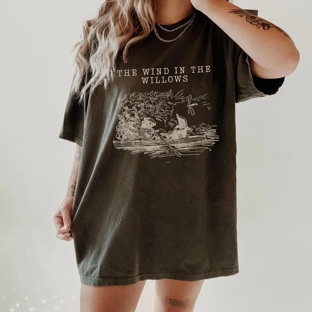 

Women Cotton T Shirt Wind In The Willows Shirt Forestcore Dark Botanical Book Related Gifts Fashion Crop Tops Funny Sweatshirt