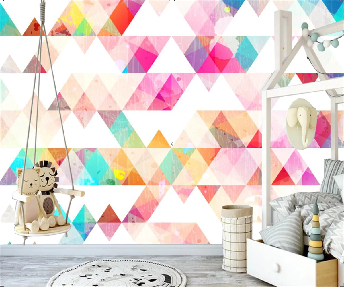 

Custom wallpaper fashion 3d photo mural Hand drawn color triangles Nordic abstraction background wall 3d wallpaper tapeta