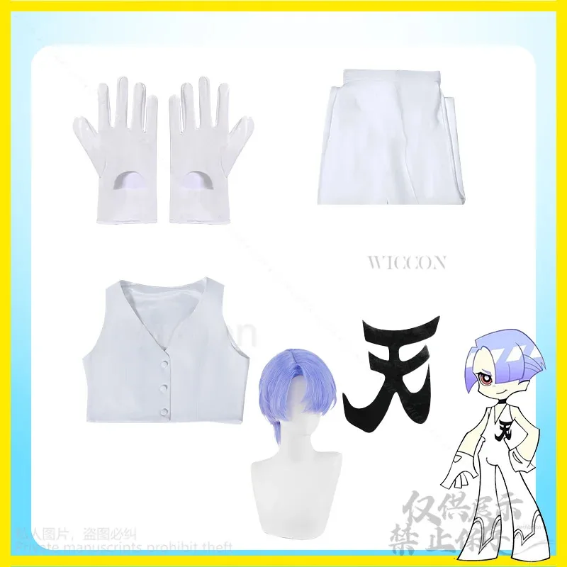 

COSda@Panty & Stocking With Garterbelt Cosplay Anime Polyester White Leather New Angel Vest Helmet Tights Jumpsuit Sexy Wig Cust