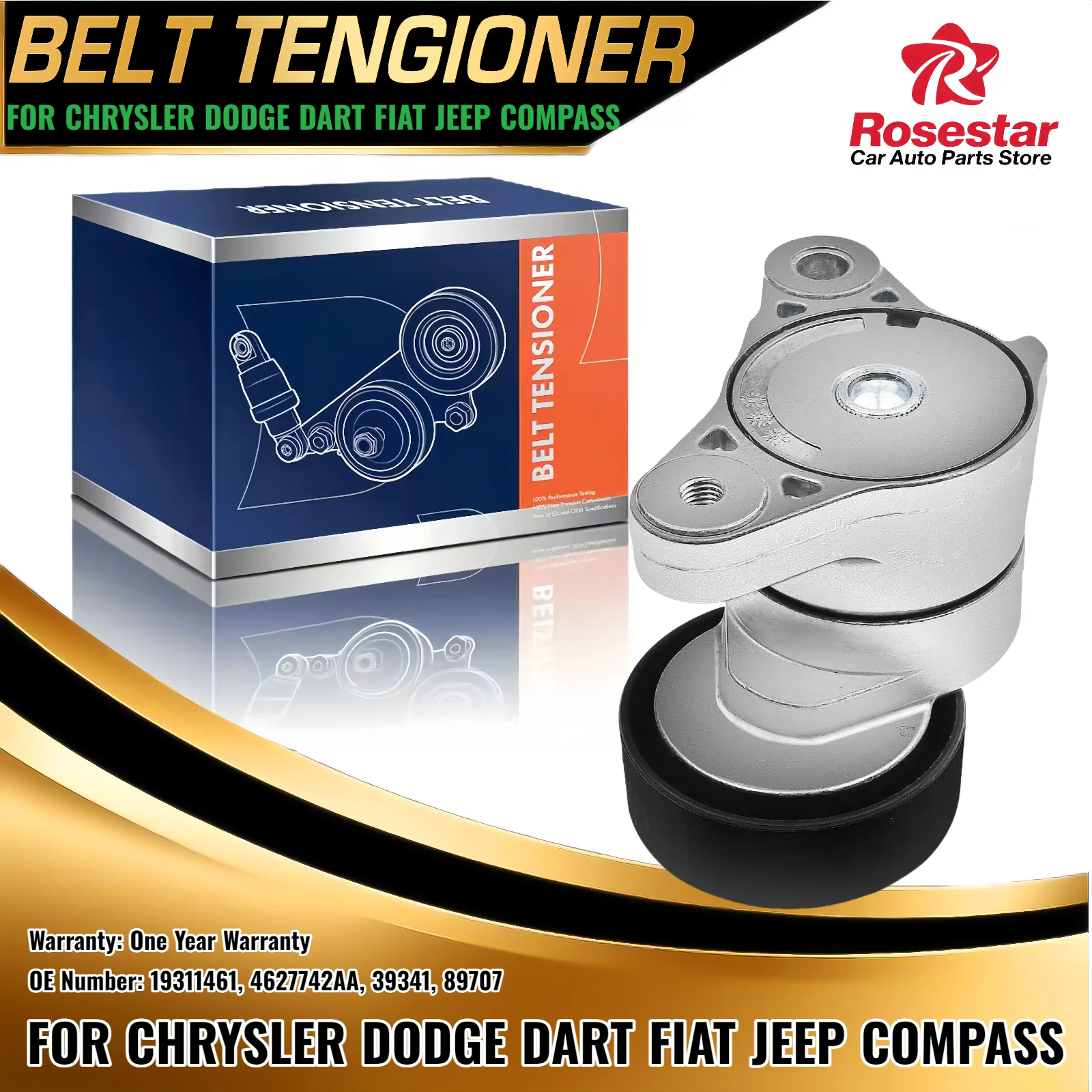 

Belt Tensioner for Chrysler 200 Dodge Dart Fiat 500X Jeep Cherokee 2013-2020 19311461 4627742AA 39341 89707