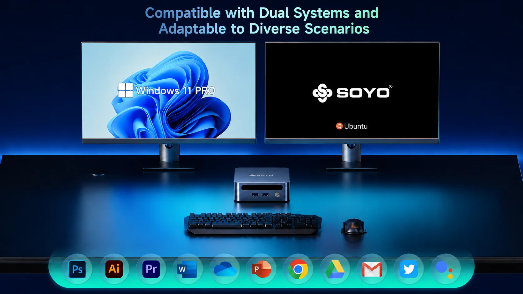 SOYO Y5 Pro Mini-PC Intel Core i5 8. Generation DDR4 16GB RAM 512GB SSD Windows 11 Pro Desktop-Computer USB-C HDMI RJ45 Ethernet WiFi Kleiner Mini-Desktop-PC für Homeoffice, Geschäft, tägliche Arbeit und Unterhaltung – Detail 11