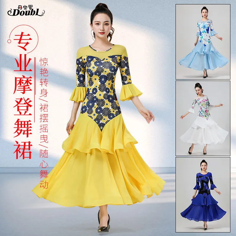 

Doubl Moden Dance Dress 2024 New Tango Dance Dress Women's Pas De Deux Authentic Dress Waltz Dance Dress