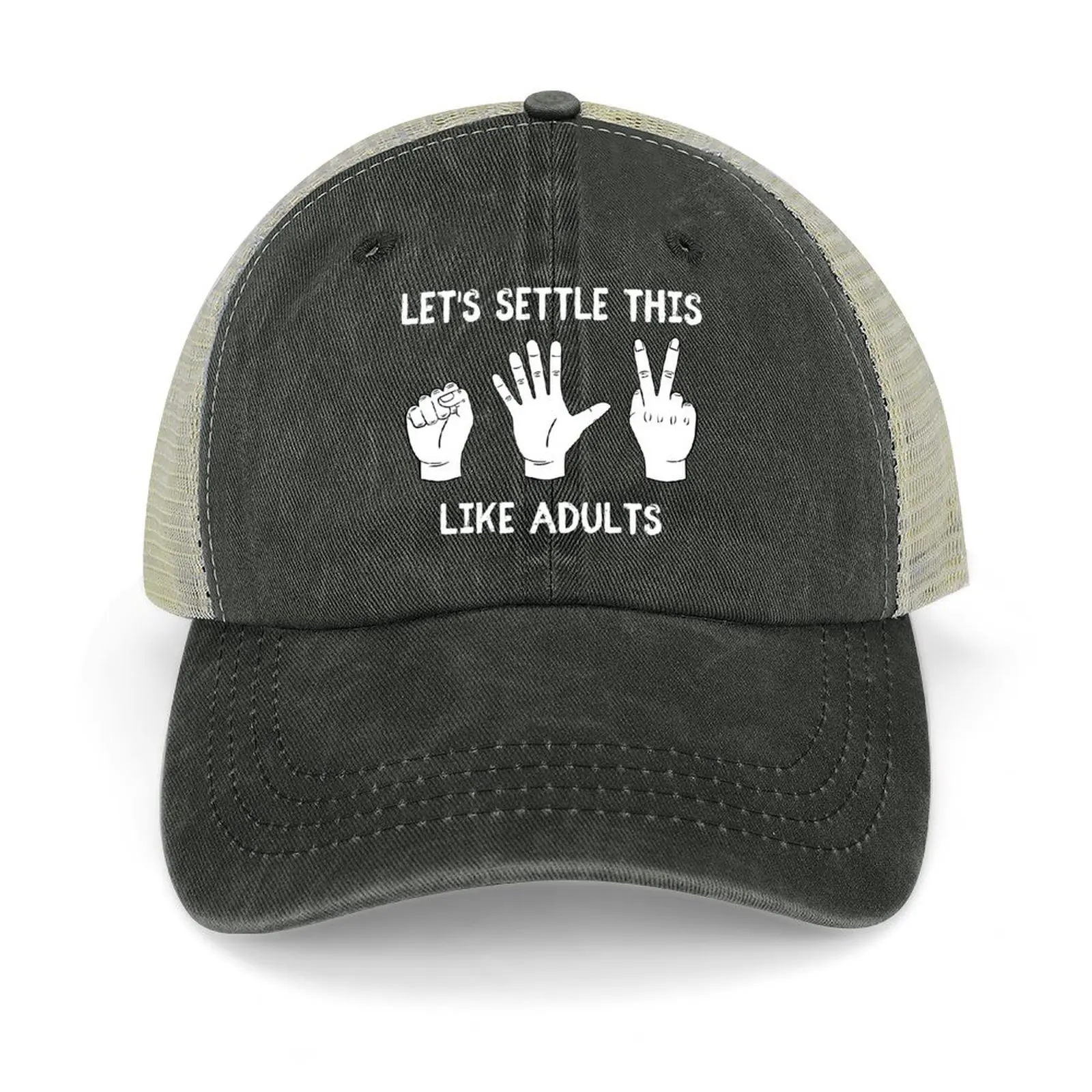 Let's Settle This Like Adults Rock Paper Scissors Cowboy Hat Hood Streetwear Caps For Men Women's