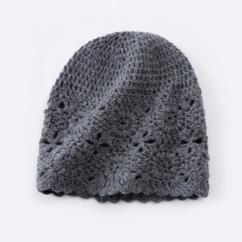 Wool Hat Women Winter Knit Beanie Openwork Skull Cap Warm Headwear Accessory For Skiing Sport Autumn Outdoor Luxury