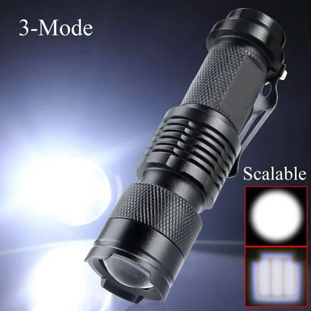 Mini Flashlight Zoomable 2000 LM ZOOM Tactical AA 14500 Battery Flashlight Torch Lamp Portable Lantern 3 Modes Dropshipping