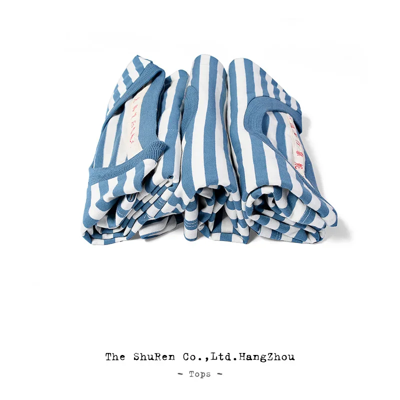 الصيف جولة الرقبة الكلاسيكية بحار نمط اليابانية عارضة الرجعية كلية نمط مخطط تي شيرت قمصان قصيرة الأكمام