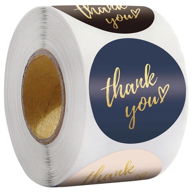 500pcs 1.5inch Gold Stamping Thank You Sticker for Gift Sealing Stationery Sticker Envelope Decor Handmade Stickers Business