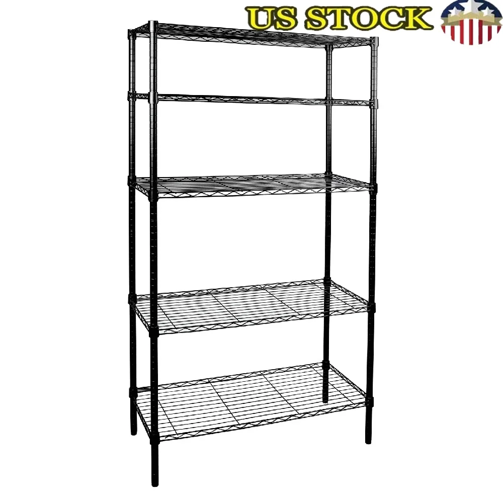

5-Tier Adjustable Wire Storage Shelves 1750lb Capacity Durable Steel Easy Assembly Garage Kitchen Home Office