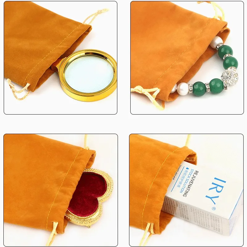 StoBag 5 قطعة المخملية الرباط أكياس اللون الفانيلا الصغيرة مجوهرات هدية التجميل تخزين التعبئة والتغليف المحمولة جيب المنظم الحقيبة