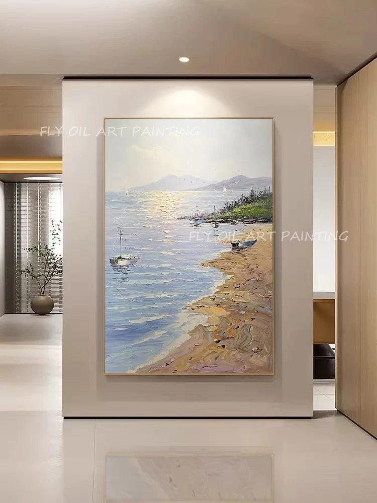 

Ocean Large Size 100% Handpainted Beautiful knife abstract Oil Painting on Canvas 100% Hand-painted canvas knife texture gift