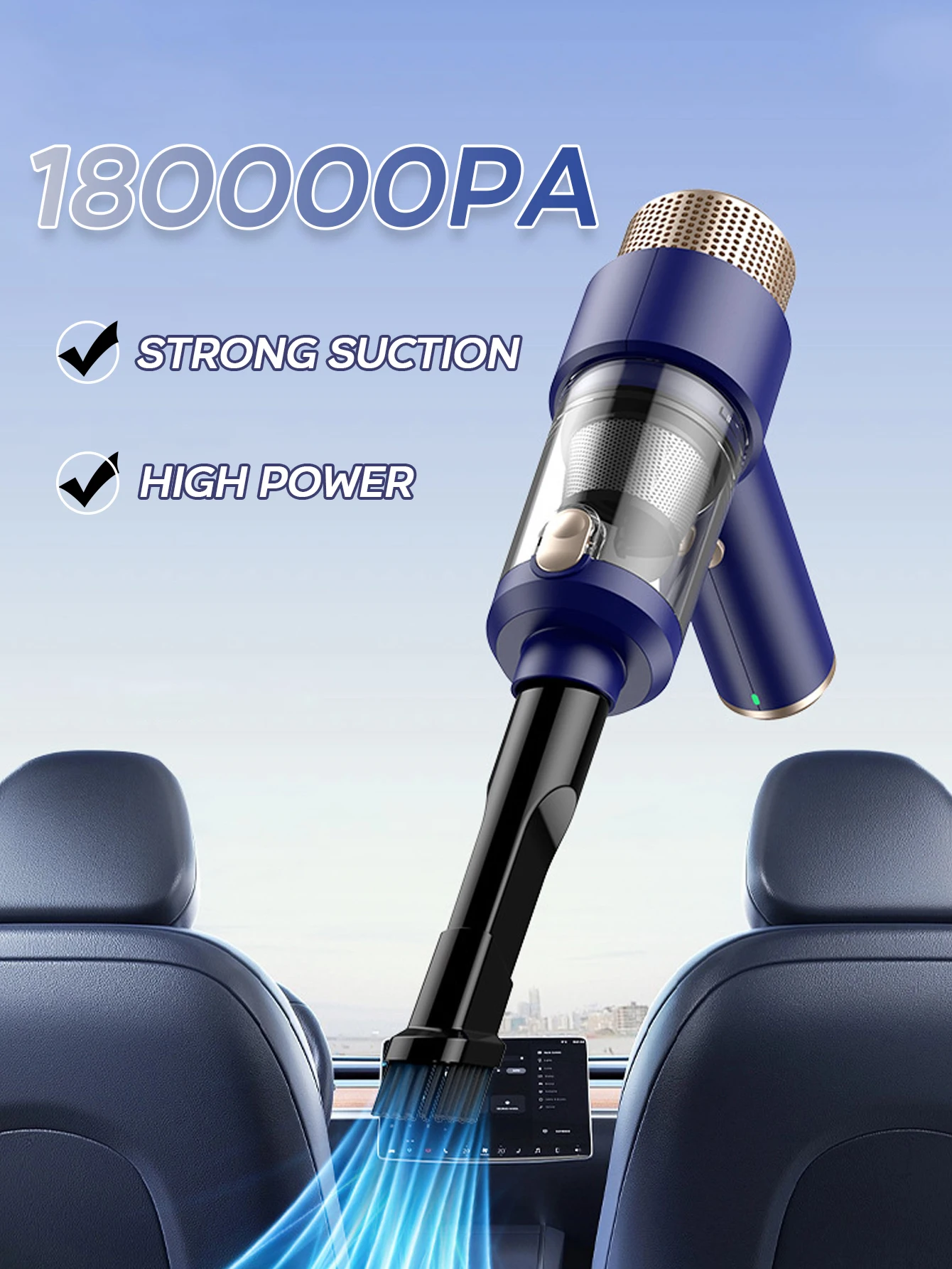 180000PA Car Vacuum Cleaner Wireless Mini Handheld Strong Suction Cleaning Machine Portable Vacuum Cleaner Electrical Appliances