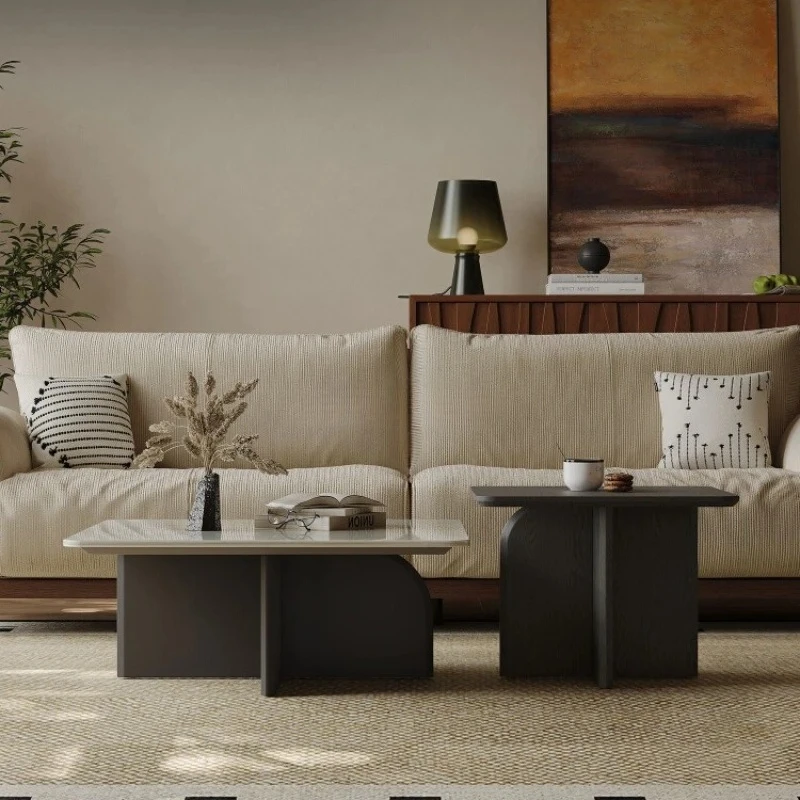 

Italian minimalist marble coffee table combination square living room household small apartment metal paint high-end