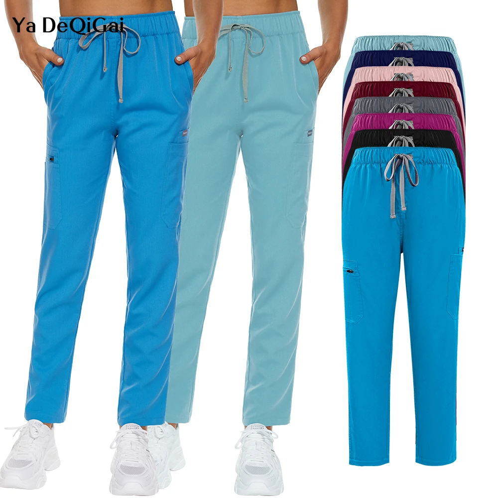 

High Solid Color Scrubs Pant Lab Surgical Pants Unisex Doctor Nurse Uniform Work Trousers Nurse Accessories Medical Doctor Pants