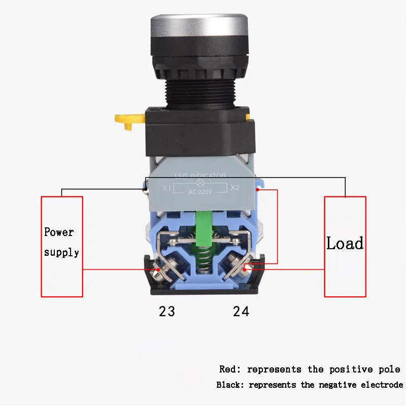 22mm LA38 illuminated Pushbutton Switch Self-Locking Reset Flat Head Jog Switch 24 220V Red Green Start Mushroom Knob With light