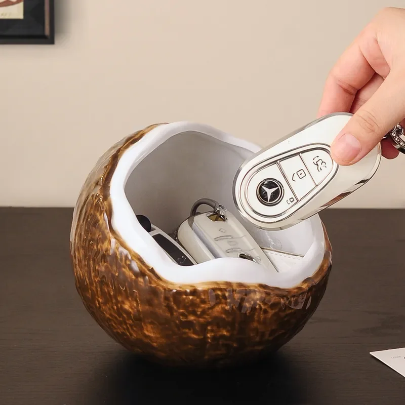 for Coconut Storage Ornament Entry Porch Key Shelf Living Room Desktop Ceramic Storage Box Housewarming Gift
