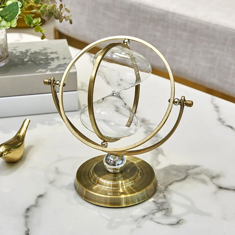 Aesthetic Sand Clock Vintage Globe Hourglass Sandglass Timer Desk Decor Luxury Living Room Decoration Ornament Table Accessoies
