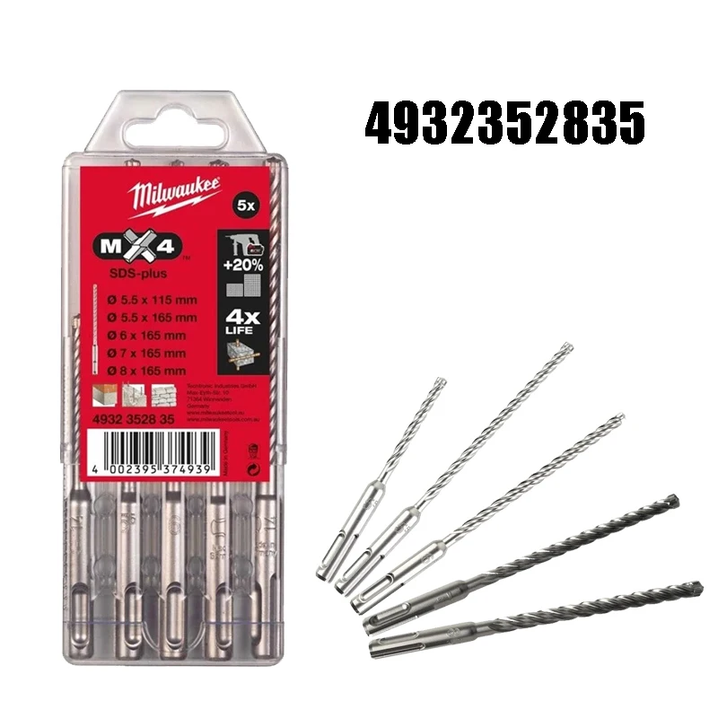 Imagem -02 - Milwaukee 4932352835 Sds Plus Mx4 Durável Duro Liga Cabeça Corte Broca Bit Acessórios da Ferramenta Elétrica de Alta Qualidade