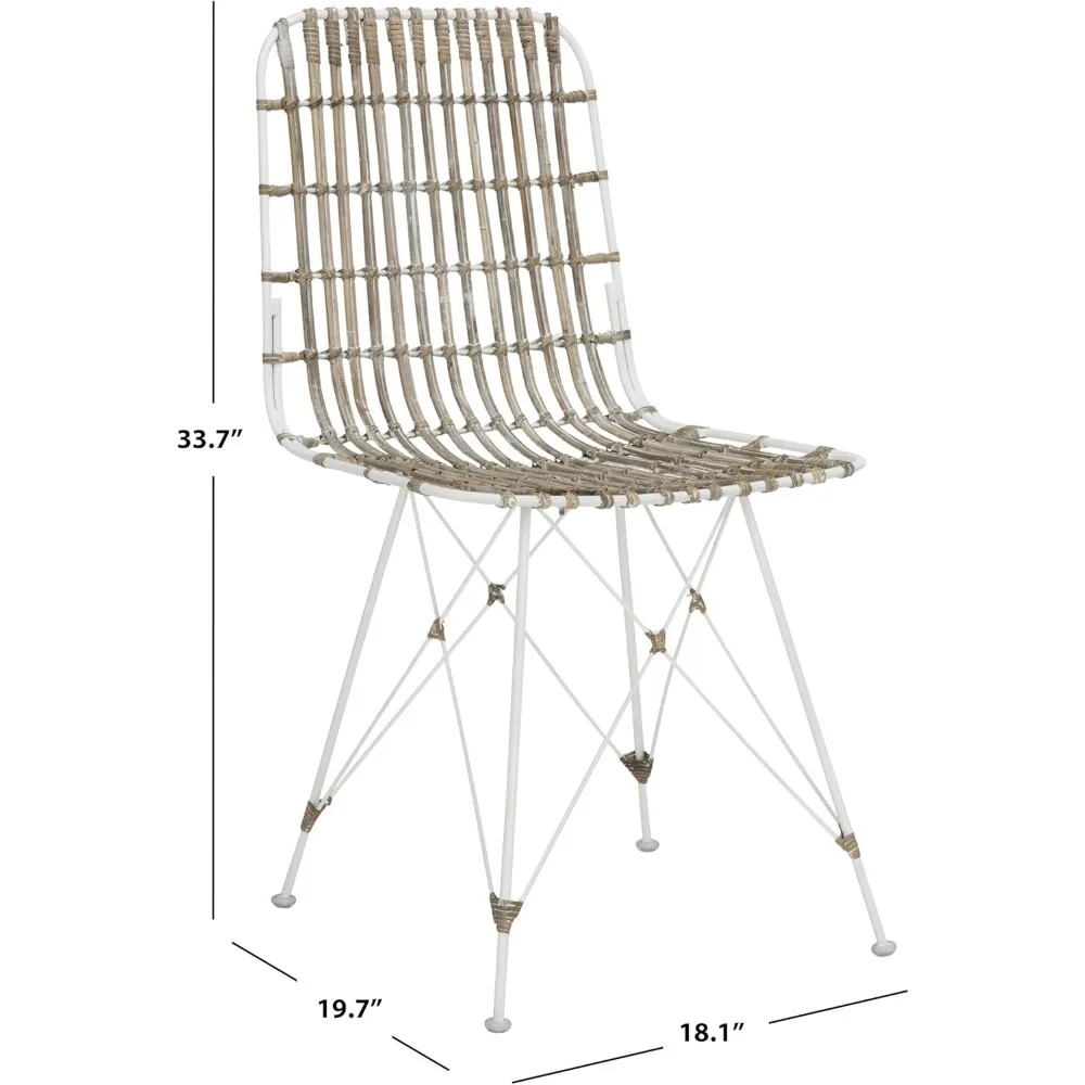 مجموعة كراسي تناول الطعام من Safavieh Minerva باللون الأبيض من الخيزران