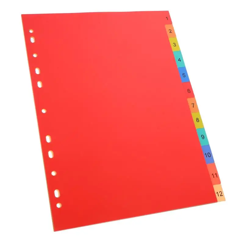 A4/11 Hole Index Page Plastic Binder Divider Colored Loose-Leaf Page Marker Classification Page Binder Divider Notepad Marker