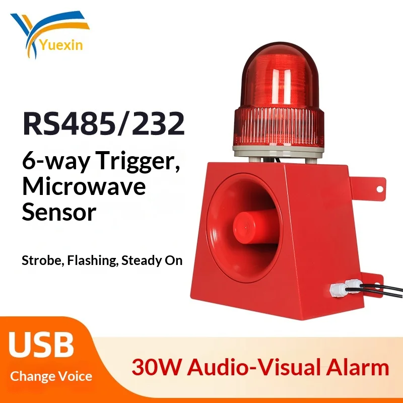 LED Industrial sound light warning Outdoor Waterproof 120dB MP3 sound USB in Custom Voice,Construction Site Safety Warning YX04K