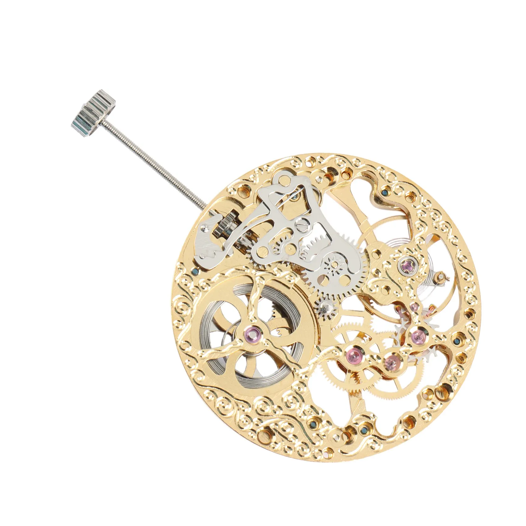 مستخدم جديد ~ 17 جواهر ذهبية آسيوية هيكل عظمي كامل لساعة رجالي 6497 حركة لف يدوية حركة هيكل عظمي للرجال #4