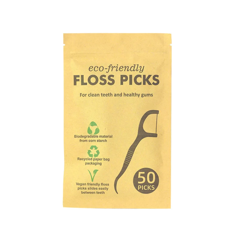 

50Pcs Floss Dental Cleaning Flosser Degradable PLA Environmentally Dental Floss Sticks Toothpick with Threads Eco Friendly