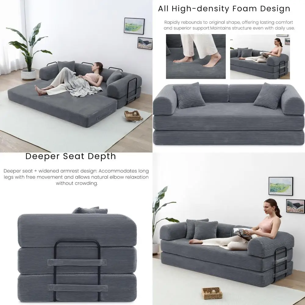 Folding Sleeper Sofa Bed 79 Loveseat Lounge Couch for Small Spaces Comfortable Modular Seating Solution