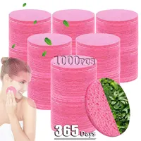 50-1000 Uds. Esponja de pulpa de madera Natural para lavado de cara, esponja de espuma para lavado de cara, esponja cosmética para limpieza facial