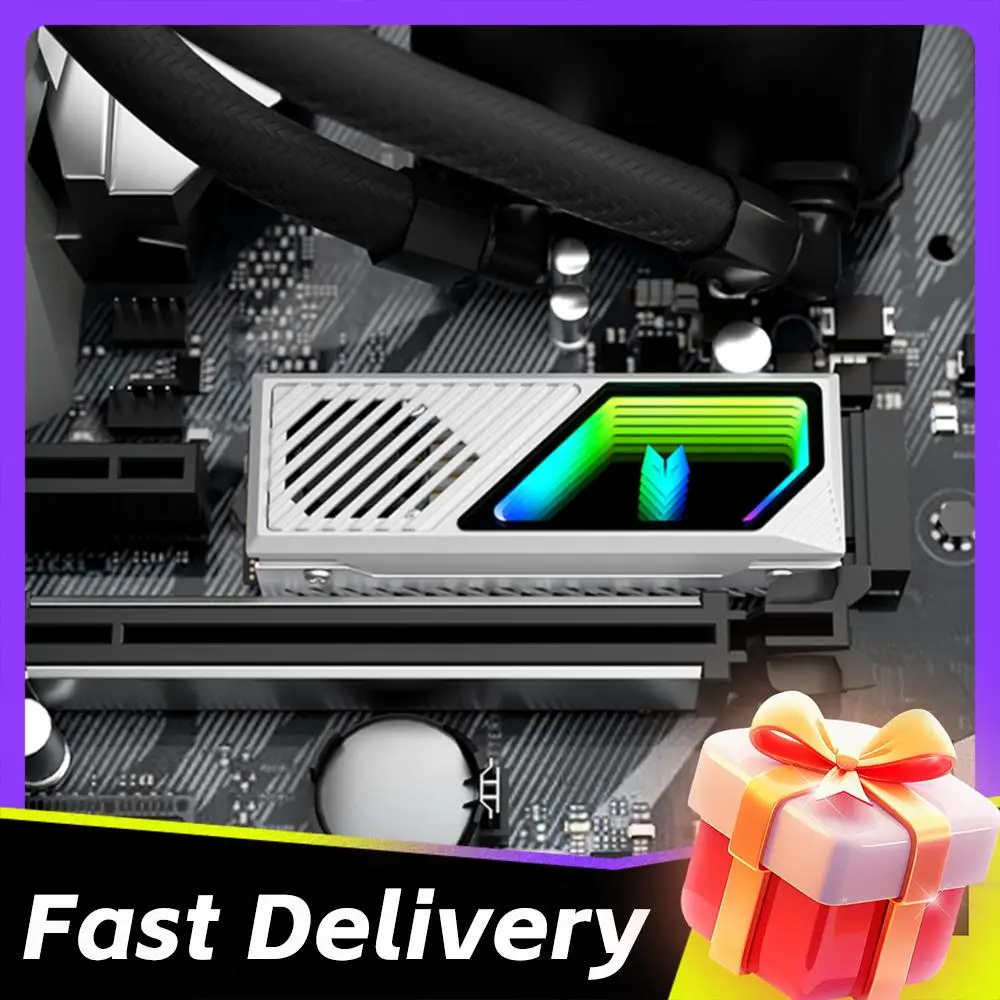 

Кулер для твердотельного накопителя M.2 2280 с термопрокладкой, 5В, 3-контактный ARGB, встроенный вентилятор для M.2 2280 SSD