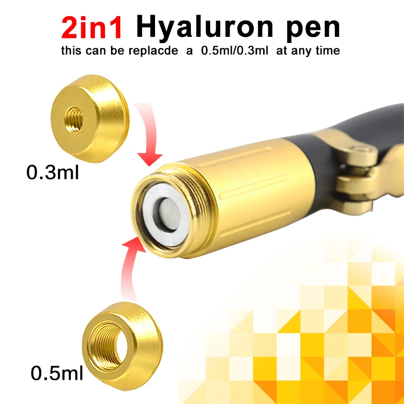 2-in-1 Hyaluron-Pen-Set 0,3ML 0,5ML Zerstäuber Einstellbarer Druckstift Anti-Falten Wasser Hautpflege-Tool Lippenverdickung Heimgebrauch – Detail 4