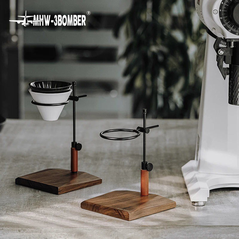 MHW-3BOMBER Adjustable Coffee Drip Station Vintage Pour Over Espresso Dripper Stand Removable Rack and Non-Slip Base Holder