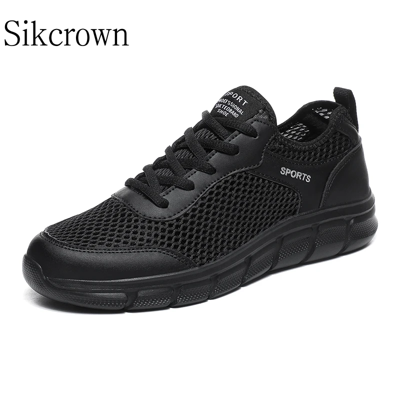 Black Summer Mesh Sneakers for Men Size 46 Light Walking Breathable Comfortable Casual Men Shoes Outdoor Running Sport Training