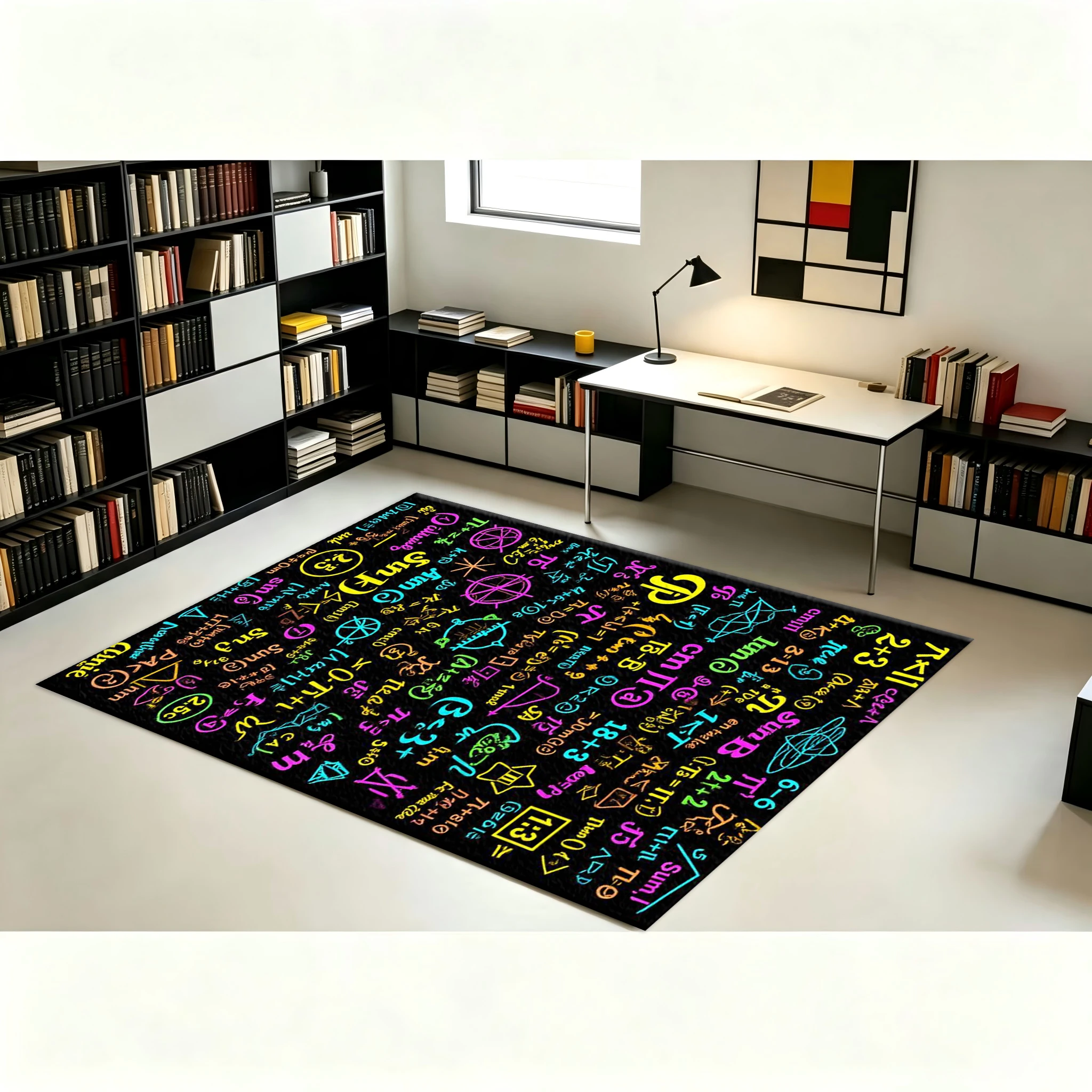 Colorful Math Symbol Graffiti  - Printed Rug Abstract 评论和价格