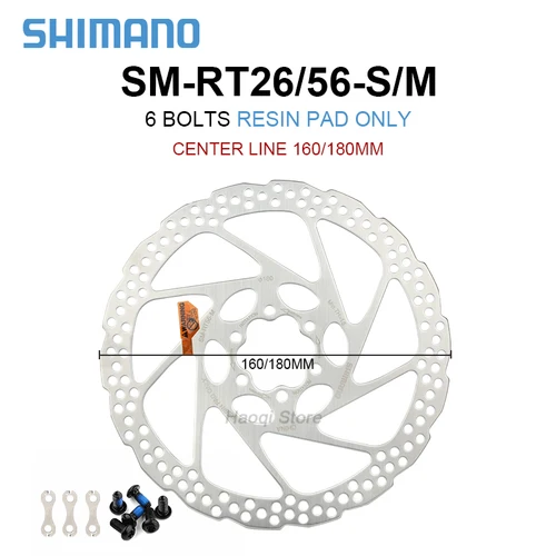 Imagen 2 del producto SHIMANO-Rotor Deore SM RT56 RT26 160/180mm, disco de freno de 6 pernos, RT10 ALTUS, Rotor de bloqueo central, rotores de freno hidráulico para bicicleta de montaña, XT