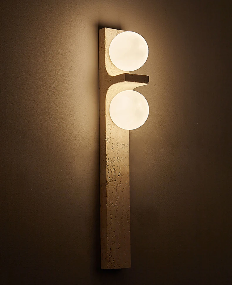 Wall Light Sconce Natural Stone White Glass G9 Bulb